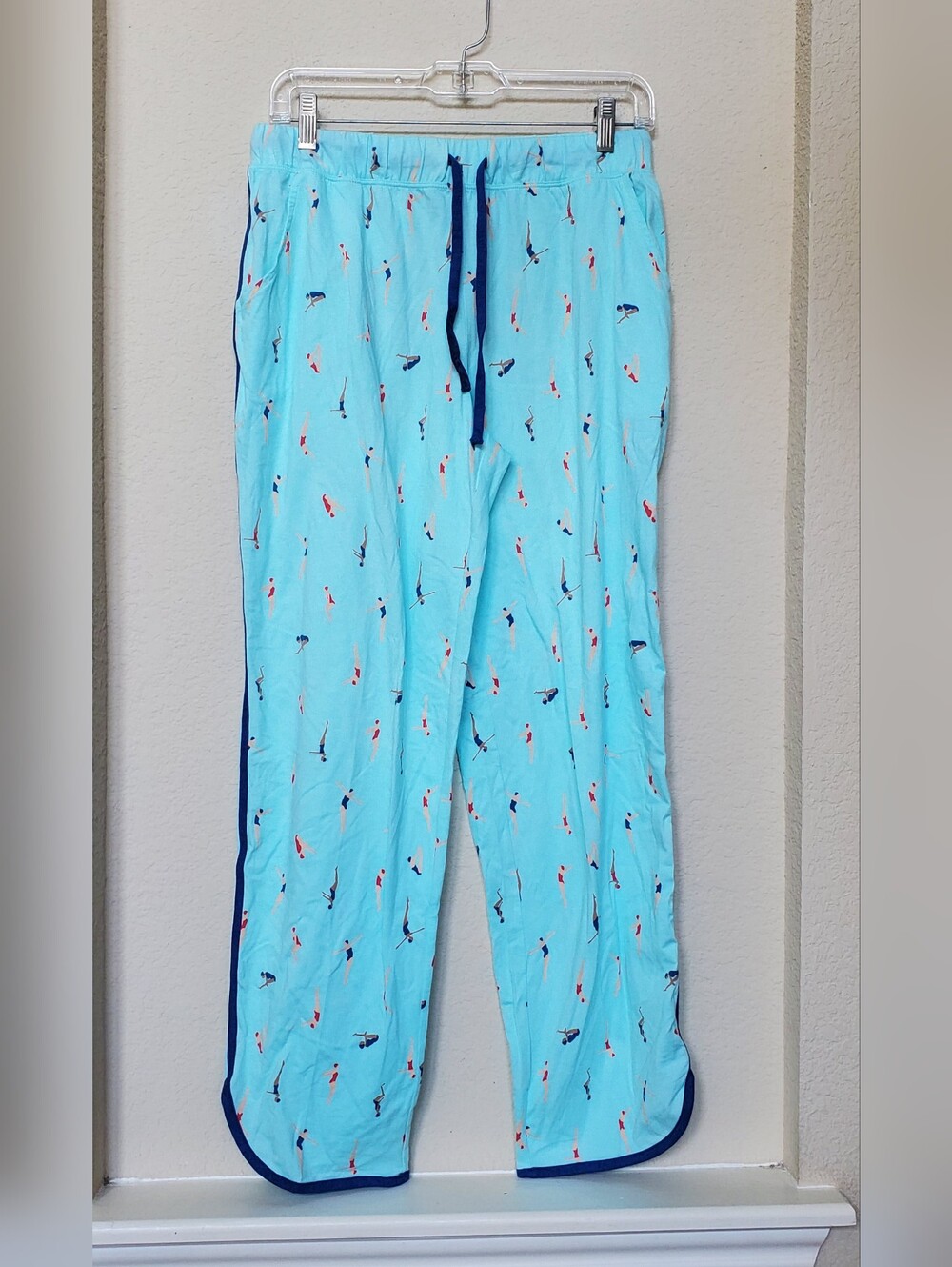 Sleep Sense Blue Women's Pajama Pants with Diver Print.  Size Small